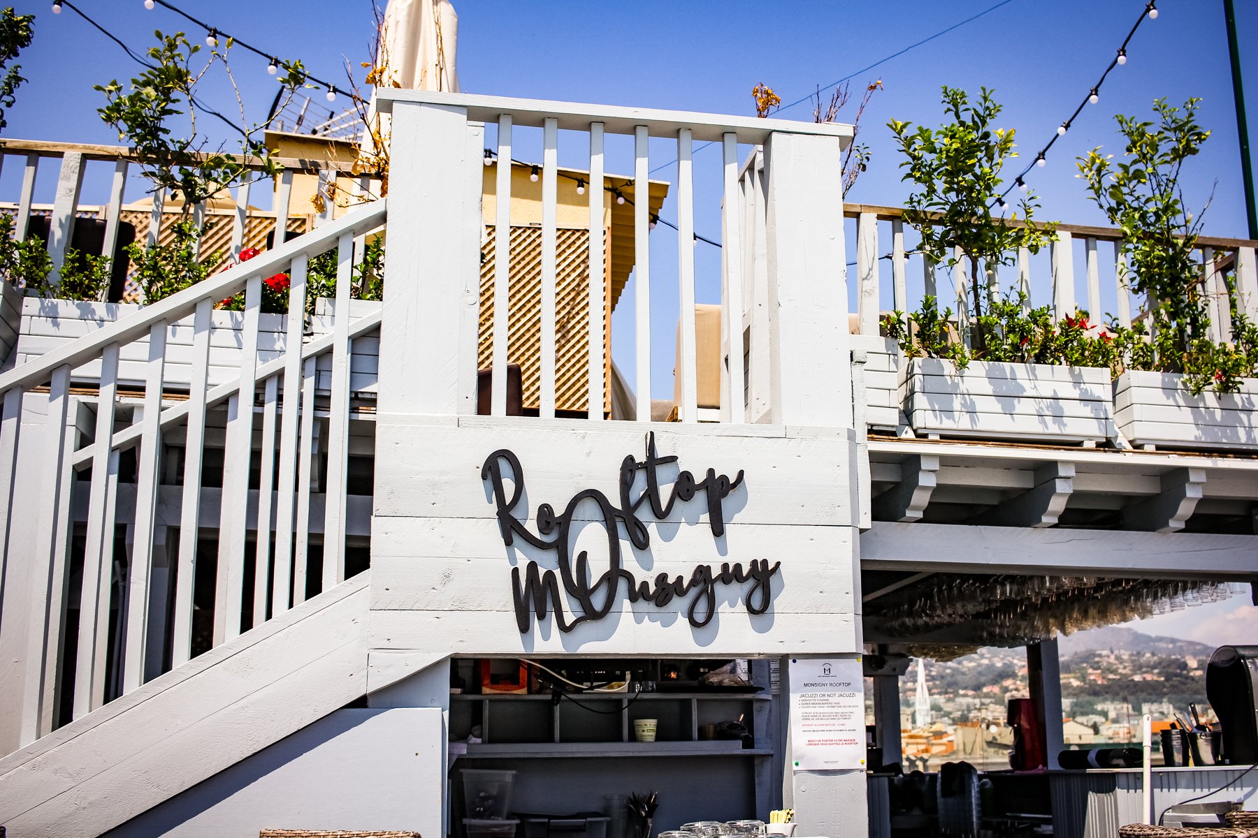 Entrance to the Monsigny rooftop at Hôtel & Appartements Monsigny in Nice