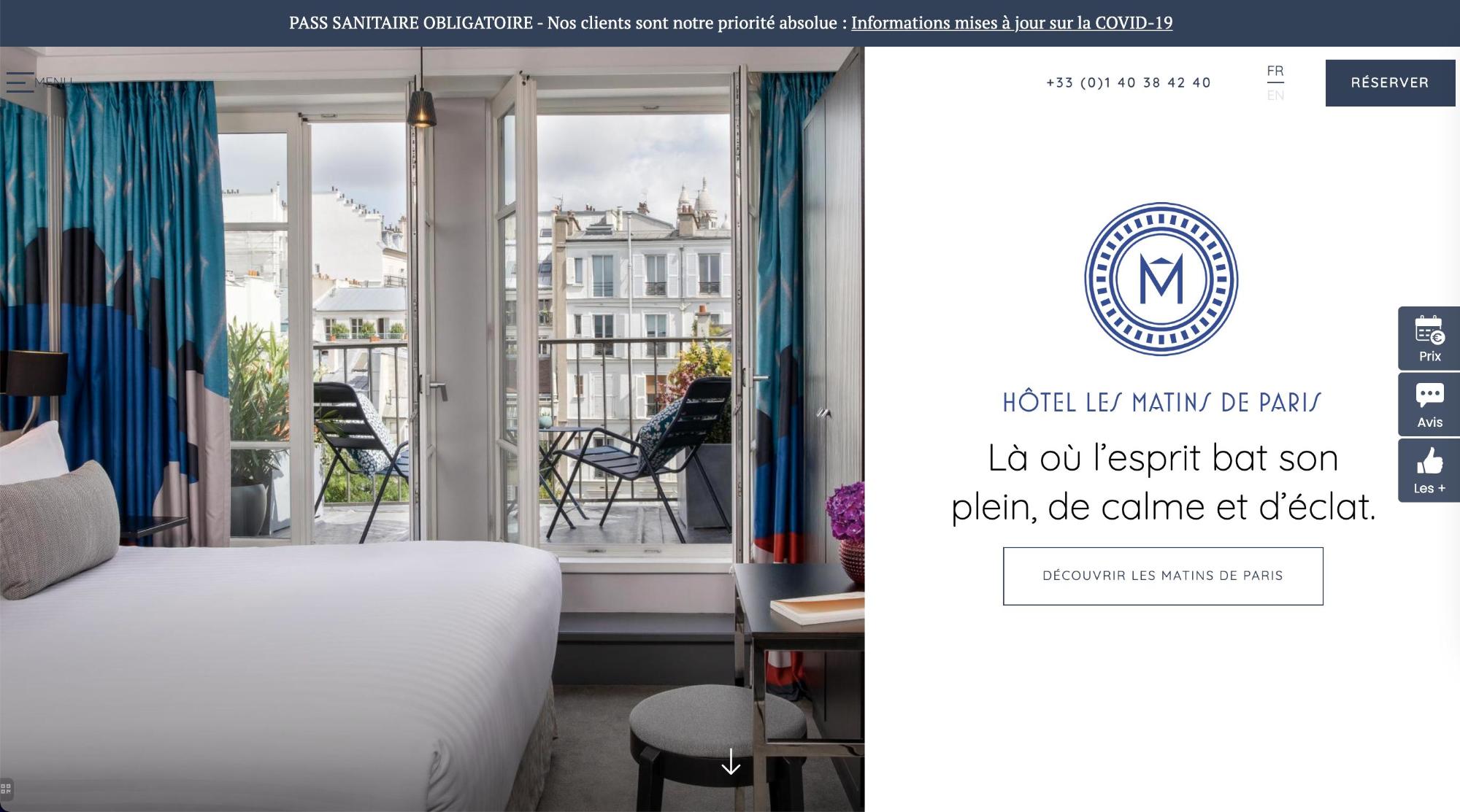 Agence MMCréation | Portfolio Hôtel les Matins de Paris